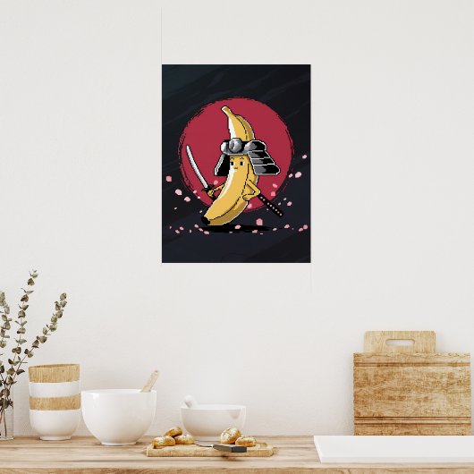 Samurai Pixel and Banana Artwork Poster (Küche)