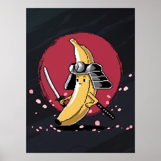 Samurai Pixel und Bananen-Kunstwerk Poster (Vorne)