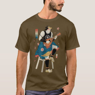 Samurai Play Mandolin Music Ukiyoe Japanese Warrio T-Shirt