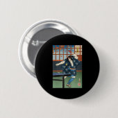 Samurai Play Table Tennis Ping Pong Ukiyoe Button (Vorne & Hinten)