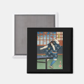 Samurai Play Table Tennis Ping Pong Ukiyoe Magnet (Vorderseite/Rückseite)