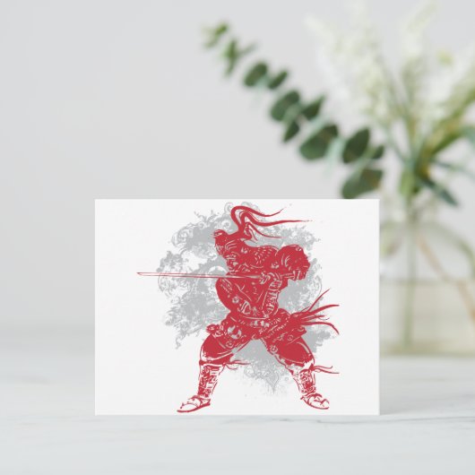 Samurai-Pose Postkarte (Stehend Vorderseite)