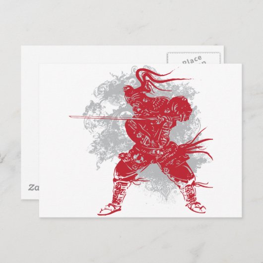 Samurai-Pose Postkarte (Vorne/Hinten)