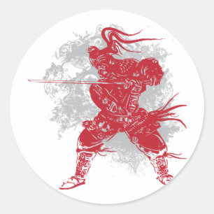 Samurai-Pose Runder Aufkleber