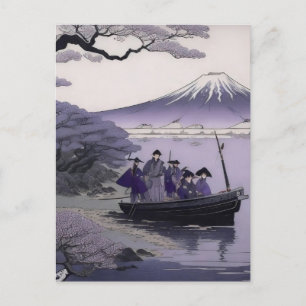 Samurai-Postkarte Mount Fuji Japanische Kunst Postkarte