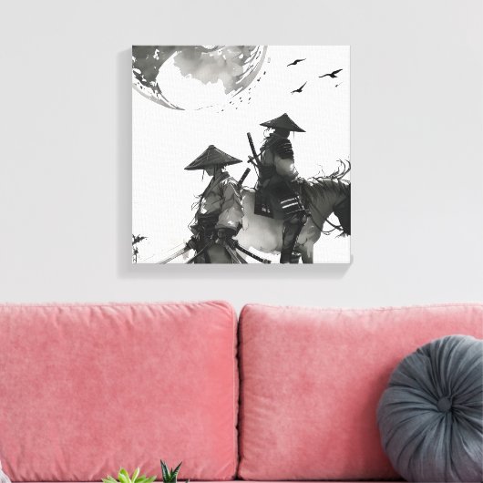 Samurai-Premium-Leinwand Leinwanddruck (Insitu (Wohnzimmer))