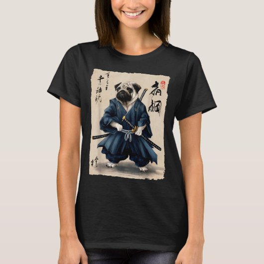 Samurai Pug Japanese Anime Dog Pug Lover Funny For T-Shirt (Vorderseite)