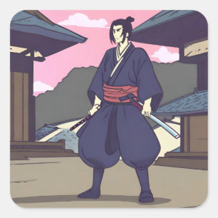 Samurai Quadratischer Aufkleber