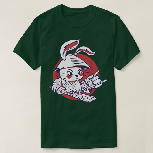 Samurai Rabbit Making Sushi T-Shirt (Design vorne)