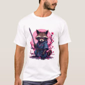 Samurai Raccoon Cherry Blossom - Japanisch Sakura T-Shirt (Vorderseite)