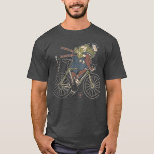 Samurai Radrennen Sport Ukiyoe Samurai Radfahren T-Shirt