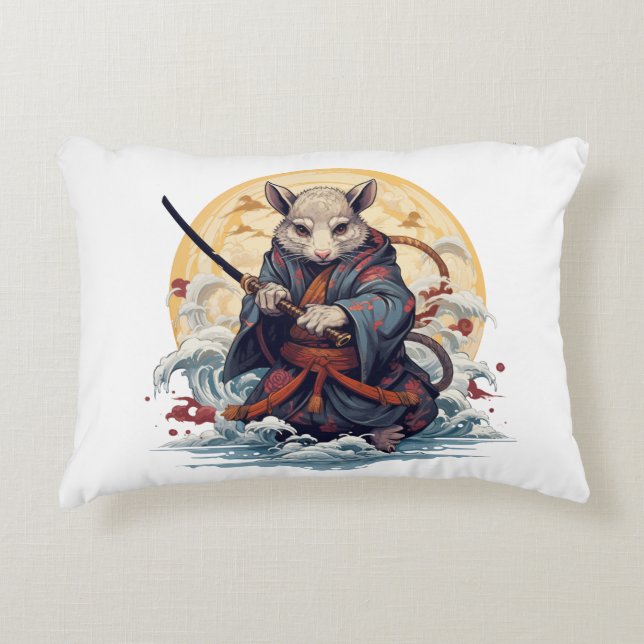Samurai Rat Throw Pillows Dekokissen (Vorderseite)