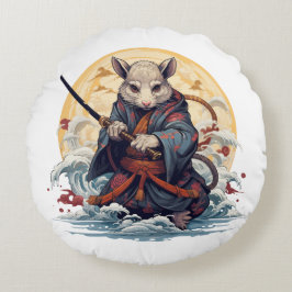 Samurai Rat Throw Pillows Rundes Kissen