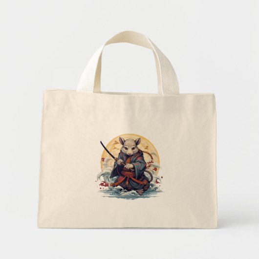 Samurai Rat Women's Tote Bags Mini Stoffbeutel (Vorne)