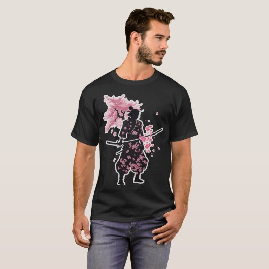 Samurai Rauch Blüten T-Shirt (Vorne ganz)
