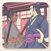 Samurai Rechteckiger Pappuntersetzer (Vorderseite)
