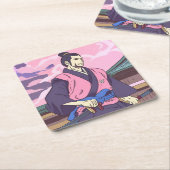 Samurai Rechteckiger Pappuntersetzer (angewinkelt)