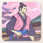 Samurai Rechteckiger Pappuntersetzer (Vorderseite)