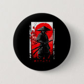 Samurai Red Sun Cherry Blossoms Japanese Art Men W Button (Vorderseite)
