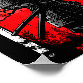 Samurai Red Sun Cherry Blossoms Japanese Art Men W Poster (Ecke)