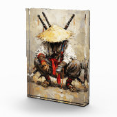 Samurai Resting Palette Knife Orange Impasto Fotoblock (Rechts)