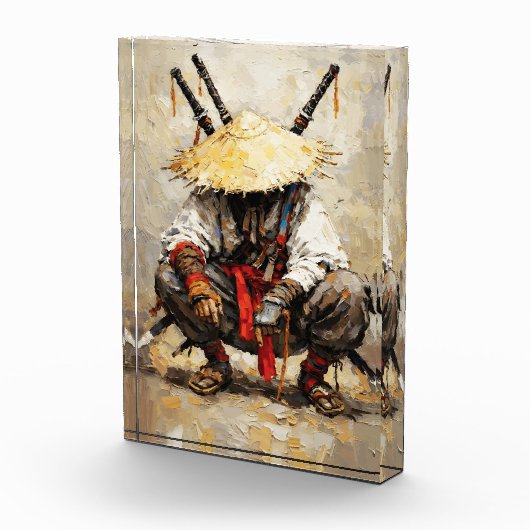 Samurai Resting Palette Knife Orange Impasto Fotoblock (Rechts)