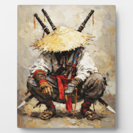 Samurai Resting Palette Knife Orange Impasto Fotoplatte