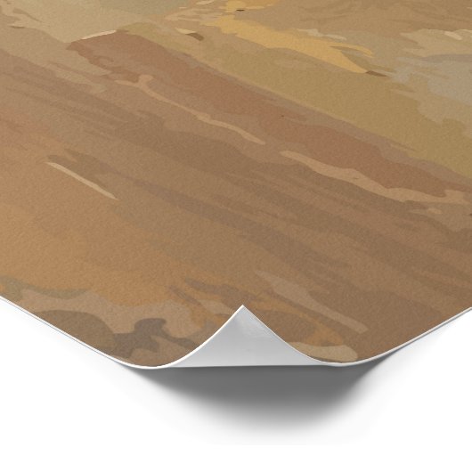 Samurai Resting Palette Knife Orange Impasto Poster (Ecke)