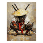 Samurai Resting Palette Knife Orange Impasto Poster (Vorderseite)