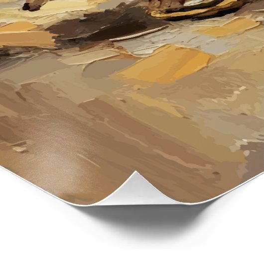 Samurai Resting Palette Knife Orange Impasto Poster (Ecke)