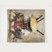 Samurai Resting Palette Knife Orange Impasto Wandteppich (Vorderseite (Horizontal))