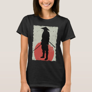Samurai Retro Vintager japanischer Krieger Schwert T-Shirt