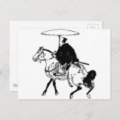 Samurai Riding a Horse with Umbrella Postkarte (Vorne/Hinten)