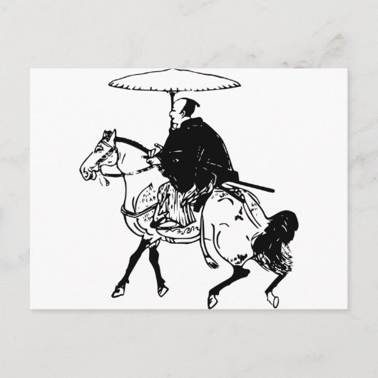 Samurai Riding a Horse with Umbrella Postkarte (Vorderseite)