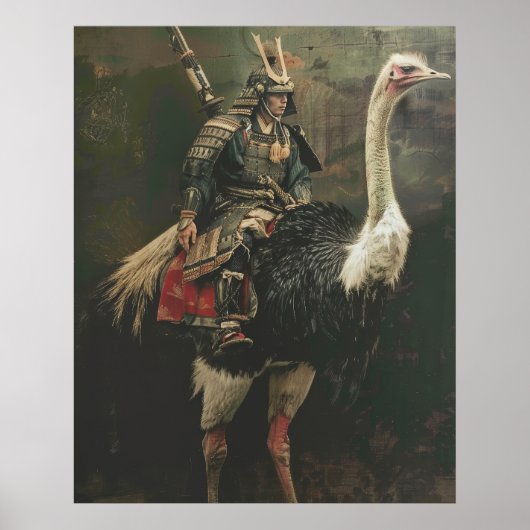 Samurai Riding Ostrich Poster (Vorne)