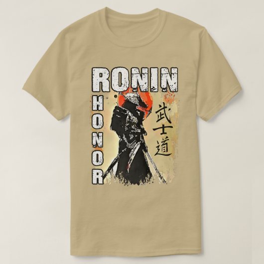 Samurai Ronin Straw Hat Warrior Sword Fighter Japa T-Shirt (Design vorne)