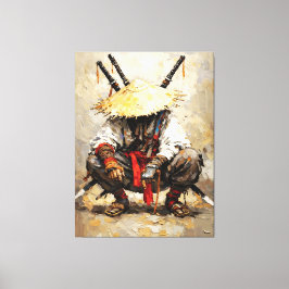 Samurai ruhend Palette Knife Orange Impasto Leinwanddruck