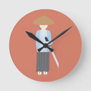 Samurai Runde Wanduhr