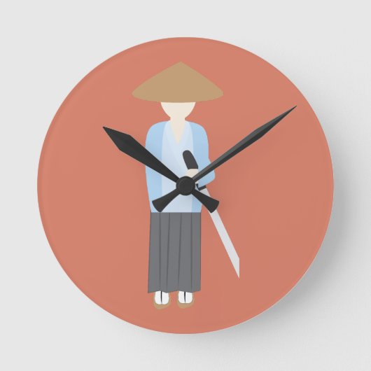 Samurai Runde Wanduhr (Vorderseite)