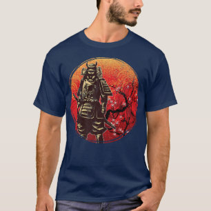 Samurai Sakura Japanischer Kulturkrieger Retro Sun T-Shirt