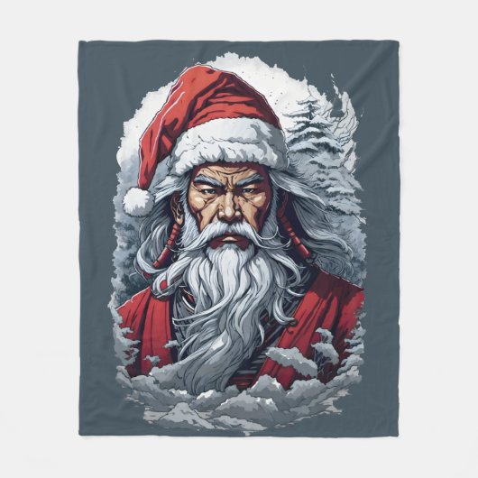 Samurai Santa Claus Fleecedecke (Vorderseite)