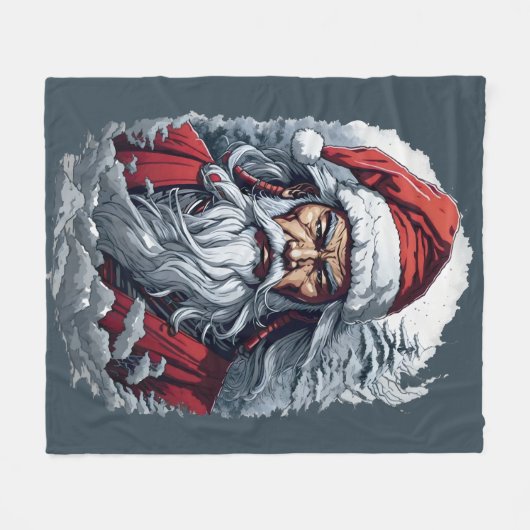 Samurai Santa Claus Fleecedecke (Vorderseite (Horizontal))