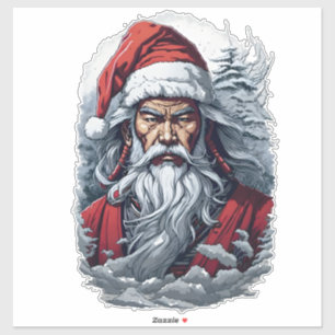 Samurai Santa Warrior Weihnachtsgeschenk Aufkleber