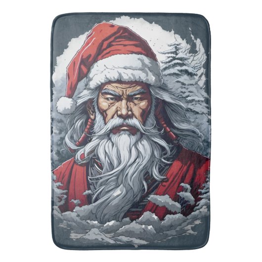 Samurai Santa Warrior Weihnachtsgeschenk Badematte (Vorderseite Vertikal)