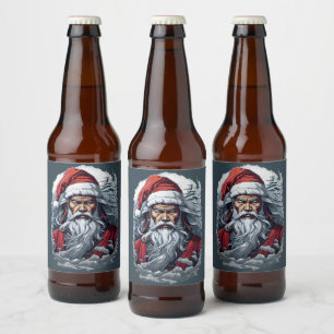 Samurai Santa Warrior Weihnachtsgeschenk Bierflaschenetikett
