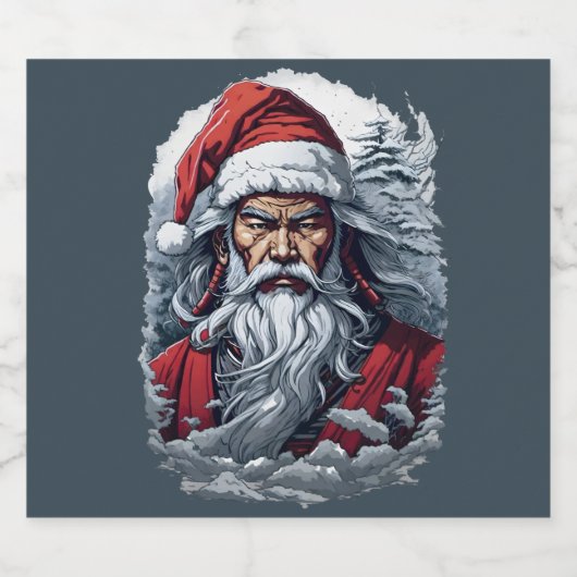 Samurai Santa Warrior Weihnachtsgeschenk Bierflaschenetikett (Einzelnes Label)
