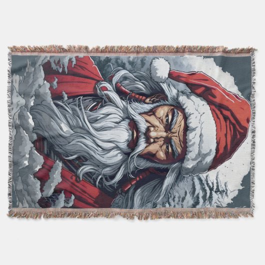 Samurai Santa Warrior Weihnachtsgeschenk Decke (Vorderseite)