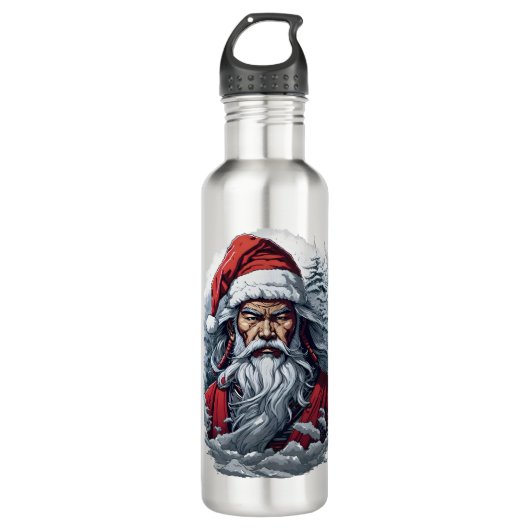Samurai Santa Warrior Weihnachtsgeschenk Edelstahlflasche (Vorderseite)