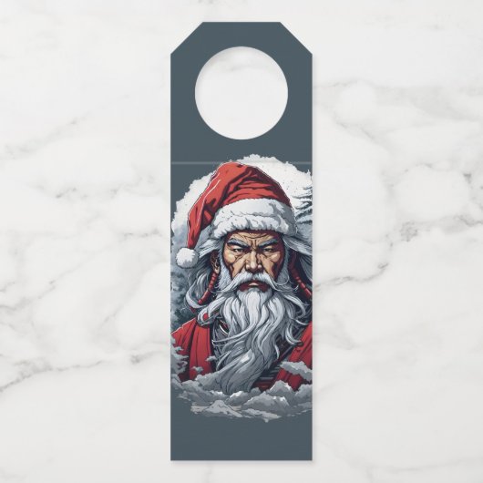 Samurai Santa Warrior Weihnachtsgeschenk Flaschenanhänger (Vorderseite)