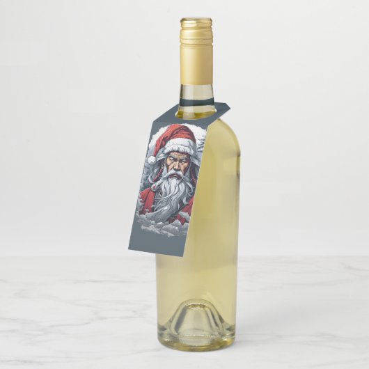 Samurai Santa Warrior Weihnachtsgeschenk Flaschenanhänger (Angewinkelt)